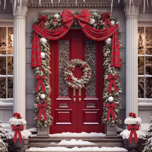 Large Christmas Plaid Bow 27.6 x 78.7 Inch Red Green Tree Topper Decor