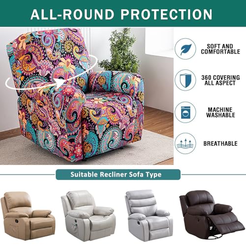 4-Piece Stretch Recliner Chair Covers for Electric Recliners