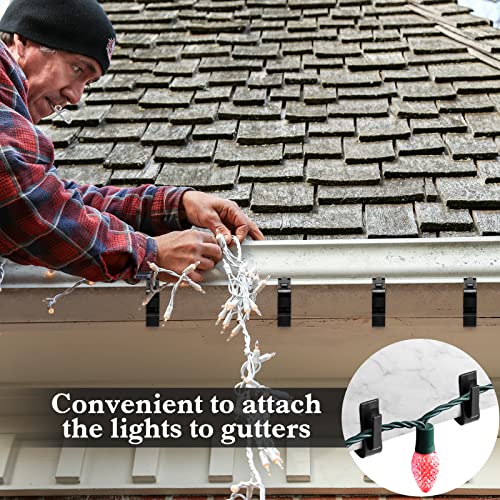50 Pcs Christmas Light Gutter Clips - 1-5/8 Inch Black Plastic Hooks