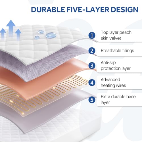 Heated Mattress Pad Queen Size with Dual Control & 10 Settings
