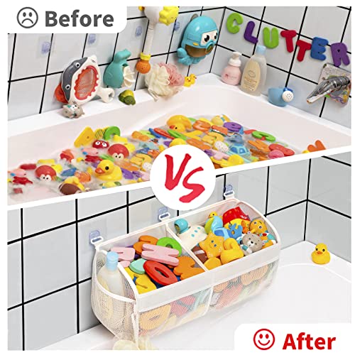 Austion Mesh Bath Toy Organizer - 2 Compartment Quick Drying Storage Bag