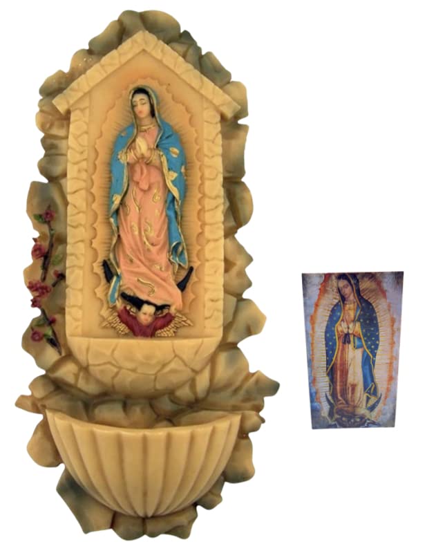 Our Lady of Guadalupe Holy Water Font - 9.5 Inch Catholic Wall Decor