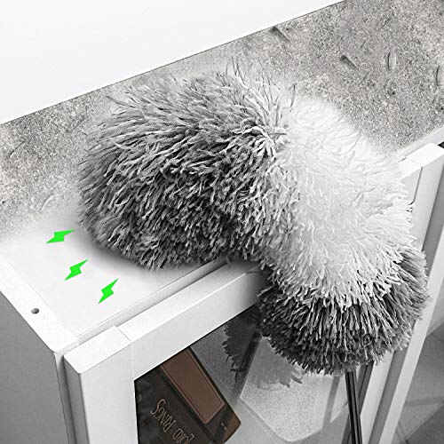 Microfiber Feather Duster with 100-Inch Extendable Pole & Bendable Head
