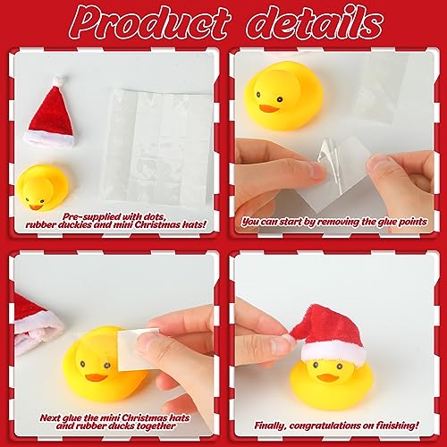 Liliful Christmas Mini Rubber Ducks with Hat 48 Pcs – Santa Hat Ducks 24 Yellow / 24 Red (24 / Santa Hat variant)