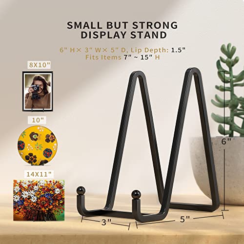6-Inch Metal Square Picture Frame Easel Stands, Matte Black (2 Pack)