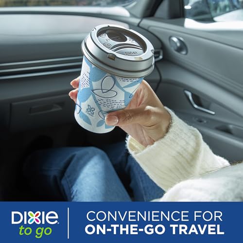 Dixie To Go Disposable Insulated Paper Coffee Cups 12 oz, 14 Count with Lids