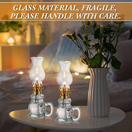Vintage Glass Kerosene Oil Lamps - 6 Pack Clear Hurricane Lanterns with Wick