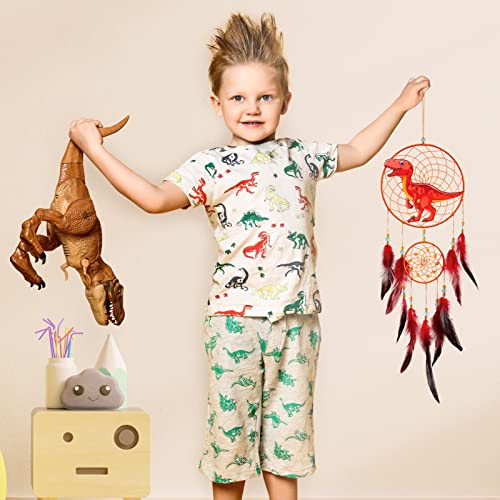 Dinosaur Dream Catcher Wall Hanging for Kids Bedroom Decor