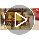 Christmas Village House with Animated Popcorn Wagon Light & Music - Holiday Decor