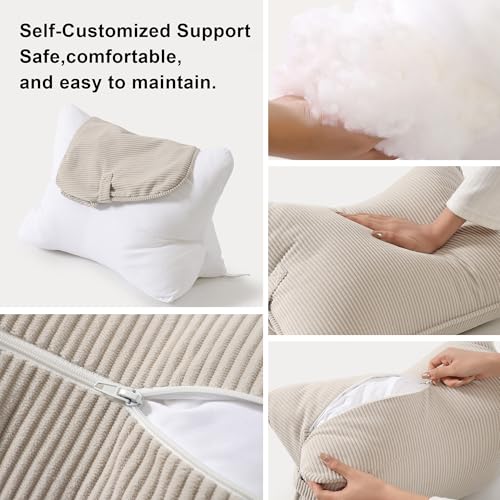 Corduroy Lumbar Support Pillow for Sofa & Bed - Ergonomic Triangle Cushion
