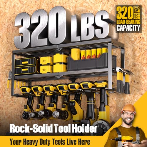 Heavy Duty Power Tool Organizer and Drill Holder Wall Mount Storage Rack
