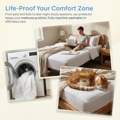 Twin XL Zippered Waterproof Mattress Protector - 9-12 Inch