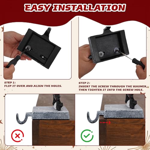 Heavy Duty Cast Iron Christmas Stocking Holders for Mantel - 3D Holiday Hooks