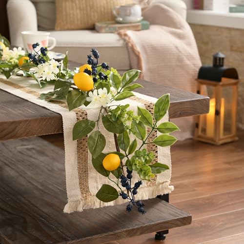 6ft Pre-Lit Artificial Lemon Garland with Eucalyptus & Blueberries