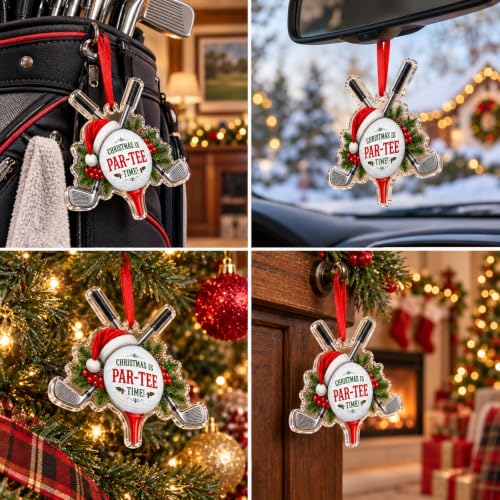 Golf Christmas Ornaments Acrylic Decor for Holiday Tree - Fun Golf Theme