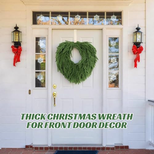 24-Inch Norfolk Pine Artificial Wreath for Front Door, Real Touch Faux Greenery