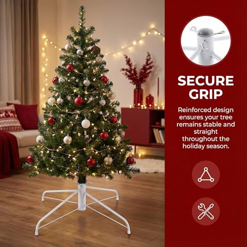 Universal Folding Christmas Tree Stand - Heavy Duty Metal Base for 3-6 ft Trees