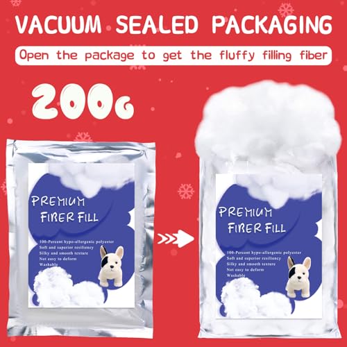 Polyester Fiberfill Stuffing 200g (7oz) - High Resilience Craft Fiber Fill