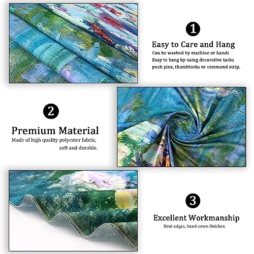 Monet Water Lily Wall Tapestry - Impressionist Floral Wall Hanging