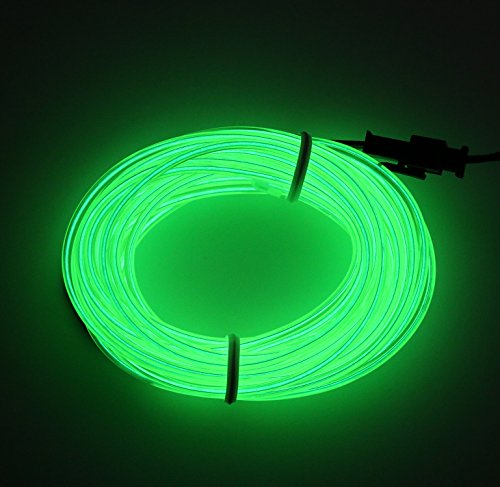 Flexible 16.4ft Fluorescent Green EL Wire Neon Rope Light, Battery Powered