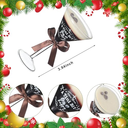 Teenyyou Espresso Martini Christmas Ornament 4 Inch Holiday Tree Decor with Bow