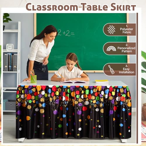 Confetti Desk Skirt - 9ft x 29in Colorful Polyester Table Covering