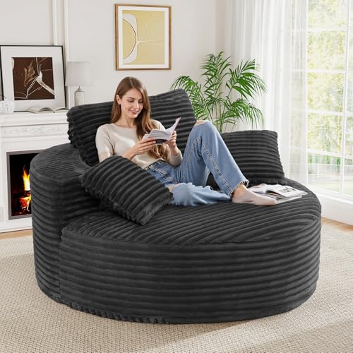 55-Inch Oversized Corduroy Foam Single Sofa Chair with Pillows