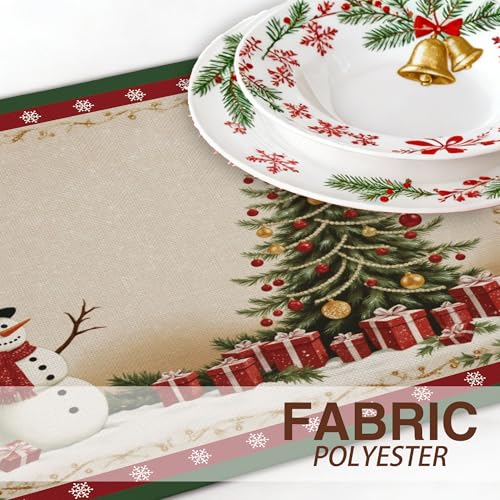 Heiyihe Christmas Tree Placemats Set of 4, 12x18 Snowman Holiday Table Decor, Festive Gift, Variation Christmas Tree-10
