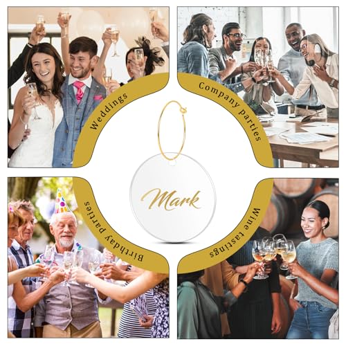 Philbinden 50 Pcs Wine Glass Charms with Marker - Acrylic Stemware Markers for Weddings, Parties & Celebrations