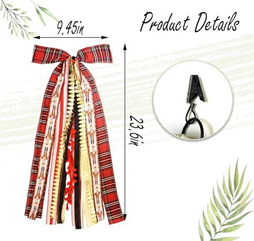 Vickasi Christmas Red Plaid Wreath Bows for Front Door, Xmas Trees, Variation C