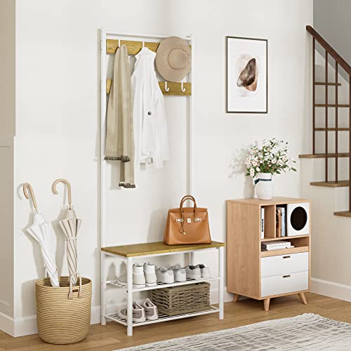 3-in-1 Hall Tree with Bench, Shoe Storage, and 9 Removable Hooks