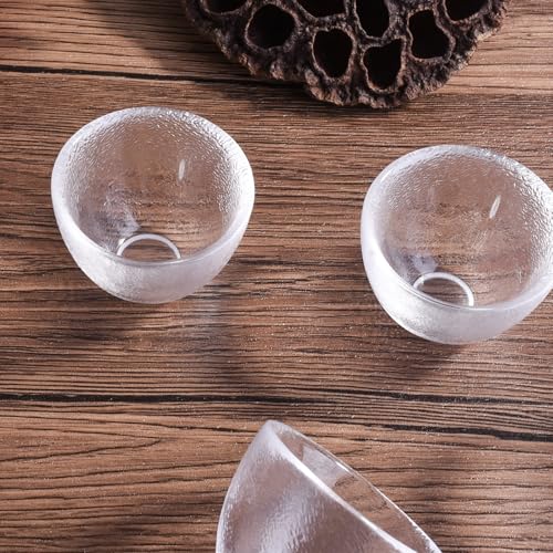 Whitenesser Set of 6 Glass Sake Cups 2.32'' Textured Clear Small Tasting Glasses
