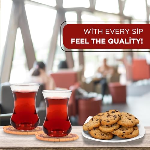 Yersiz Set of 6 Turkish Tea Glasses - Elegant Slim Tulip Shape Drinkware