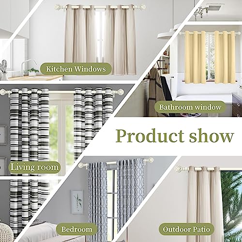 Heavy Duty Farmhouse Curtain Rod, Adjustable 36-88 Inch Antique White Rod