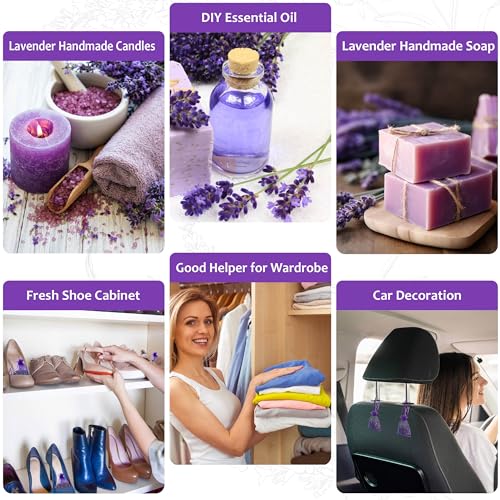 12-Pack Dried Lavender Sachets for Drawers and Closets, Natural Fragrance