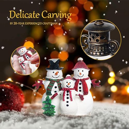 Christmas Snow Globe Lantern with Music & 6H Timer - Lighted Snowman Decor