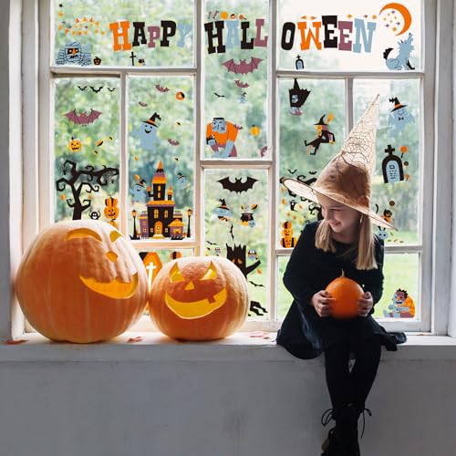 Halloween Window Clings - 10 Sheets Decorative Decals for Home