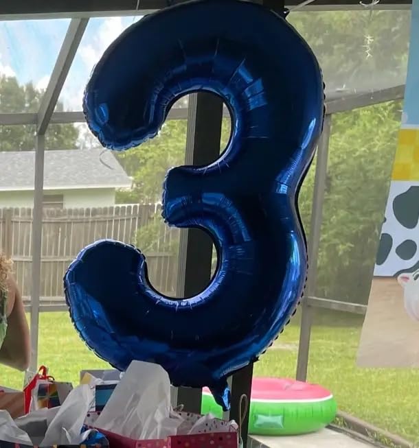 40 Inch Blue Number 3 Balloon - Jumbo Birthday Decoration