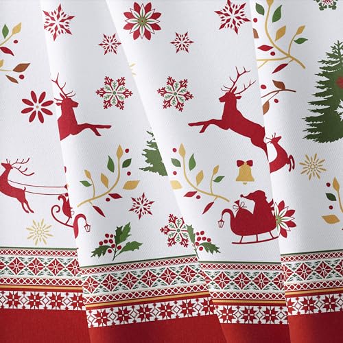 Bnejvif 60 x 102 Oval Christmas Tablecloth – Red Snowflake Plaid 100% Polyester
