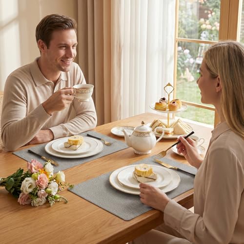 Faux Leather Placemats Set of 8, Waterproof Heat-Resistant Table Mats