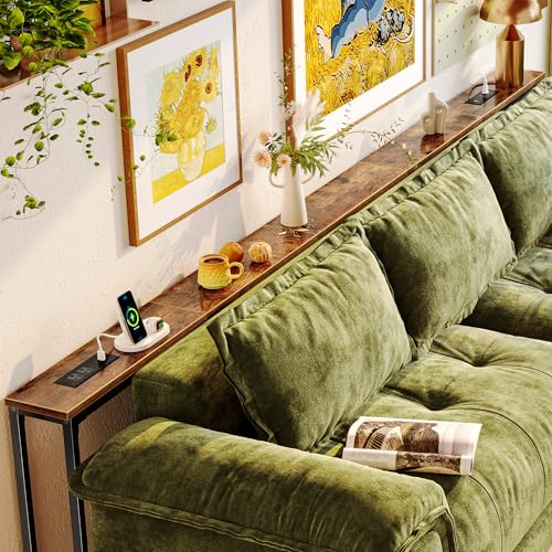 110-Inch Extra Long Narrow Console Table with Power Outlets and USB-C Ports