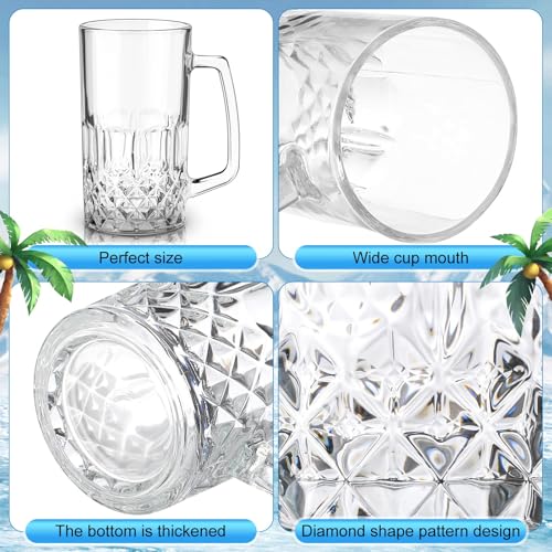 32 oz Glass Beer Mugs with Handles - Set of 6 Heavy Duty Beer Steins