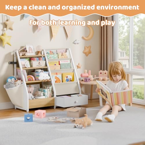 Kids Bookshelf and Toy Organizer - Toddler Montessori Bookcase