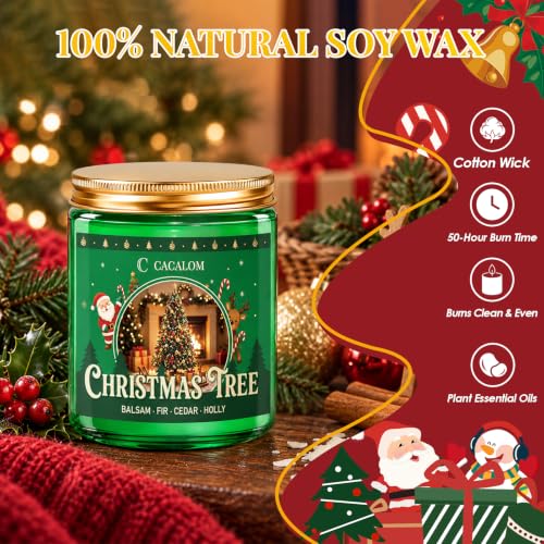C CACALOM Christmas Scented Tree Candle 7oz - Soy Wax Holiday Decor, Pack of 1