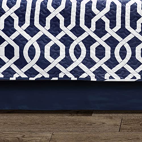 Navy & White Trellis 6-Piece Daybed Cover Set with Bed Skirt & Shams