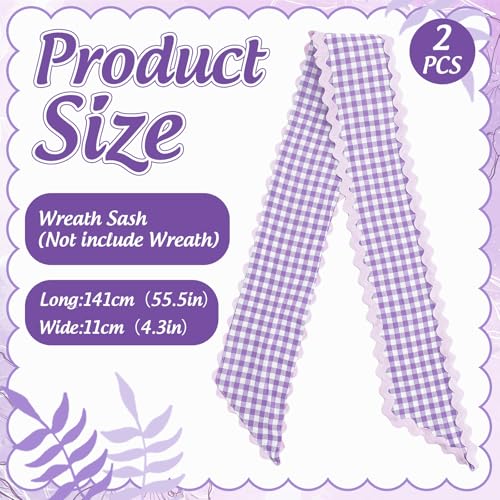 Purple Plaid Wreath Sashes - Set of 2 Indoor/Outdoor Decor