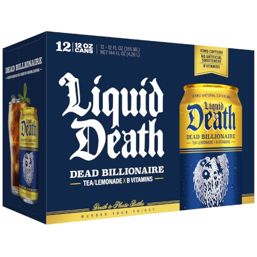 Liquid Death Dead Billionaire Iced Tea and Lemonade 12 Fl Oz 12 Pack