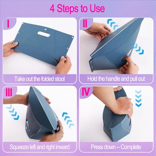 Portable Foldable Stool - Lightweight Collapsible Camping Chair, Dark Blue