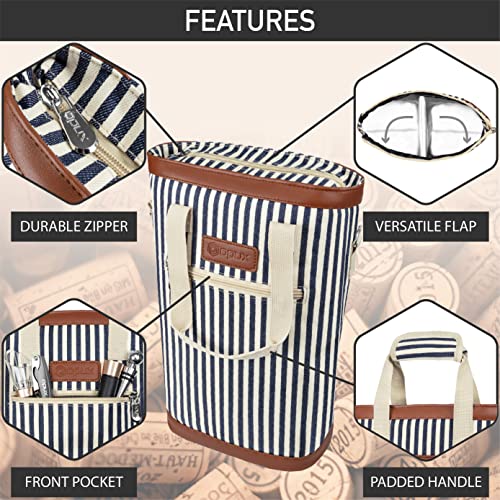 Insulated 2-Bottle Wine Carrier Tote Bag - Leakproof Padded Cooler