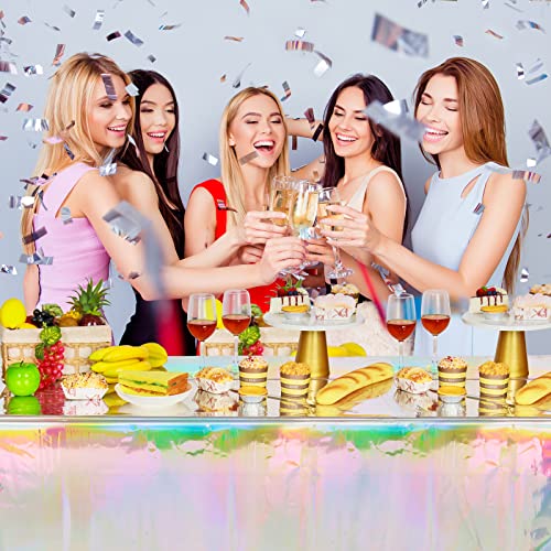 4-Pack Iridescent Holographic Plastic Tablecloths (54 x 108 in)